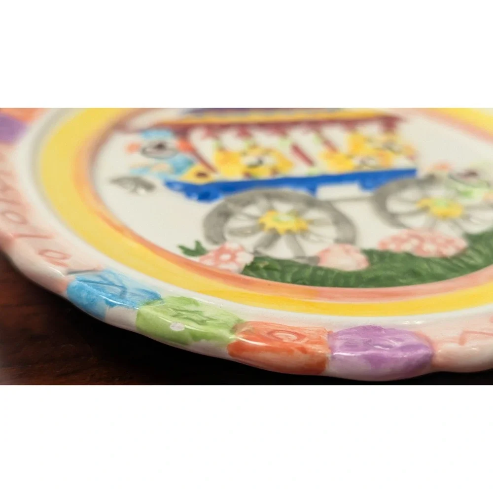 1995 Mercuries Childrens Circus Tea Set Plates Ceramic Animal Dish Lot 6pc